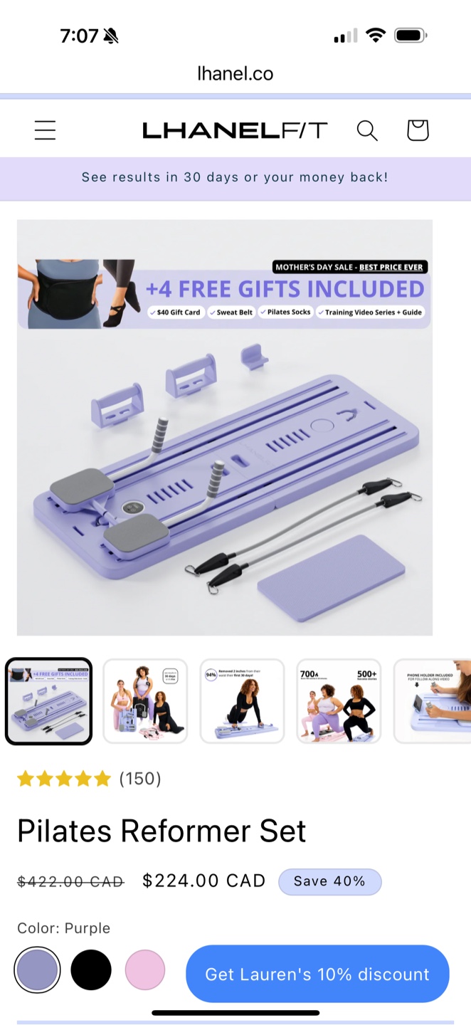 Lhanel Pilates Reformer Set - Purple