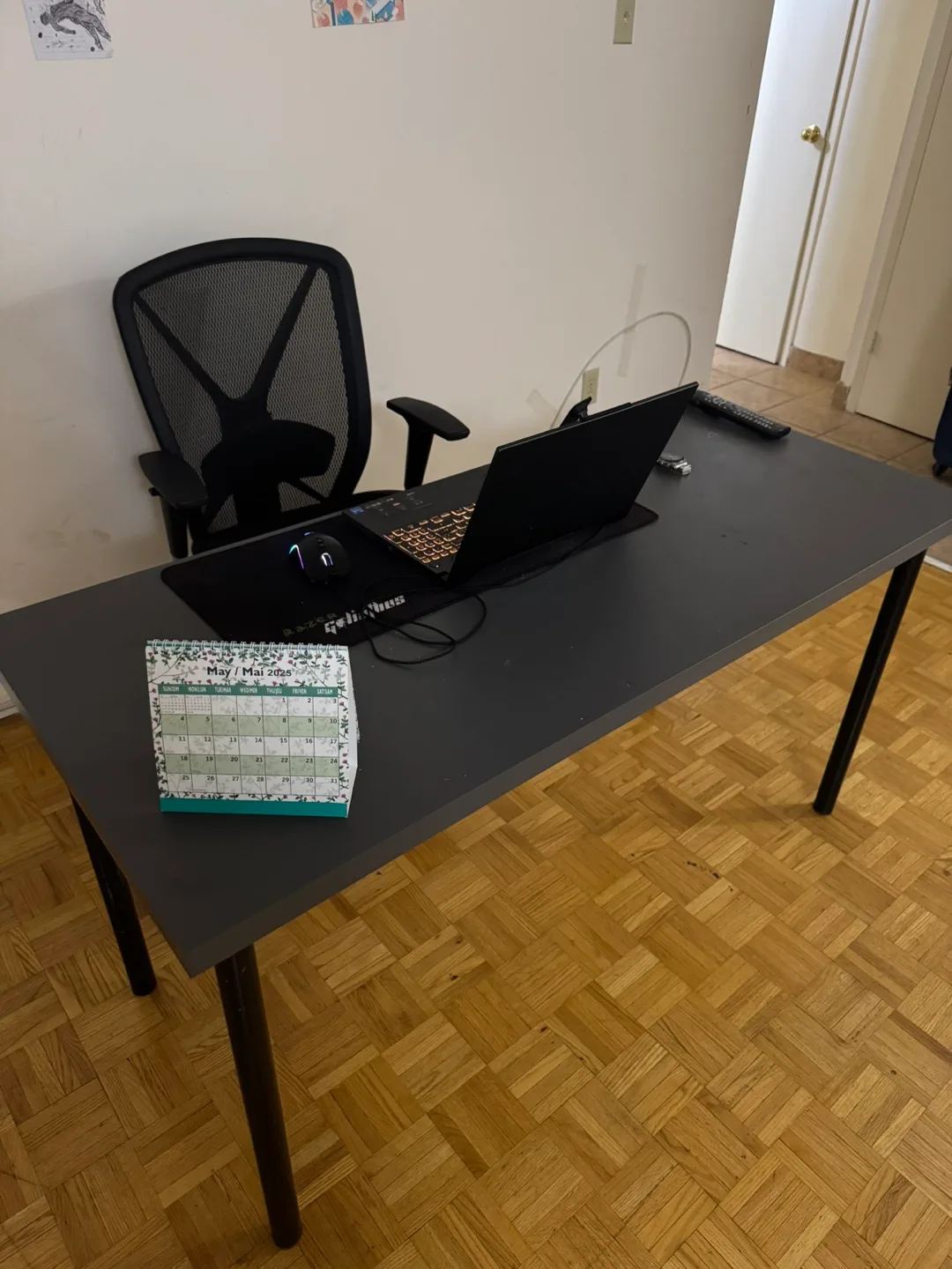Grey Computer Desk with Black Legs thumbnail