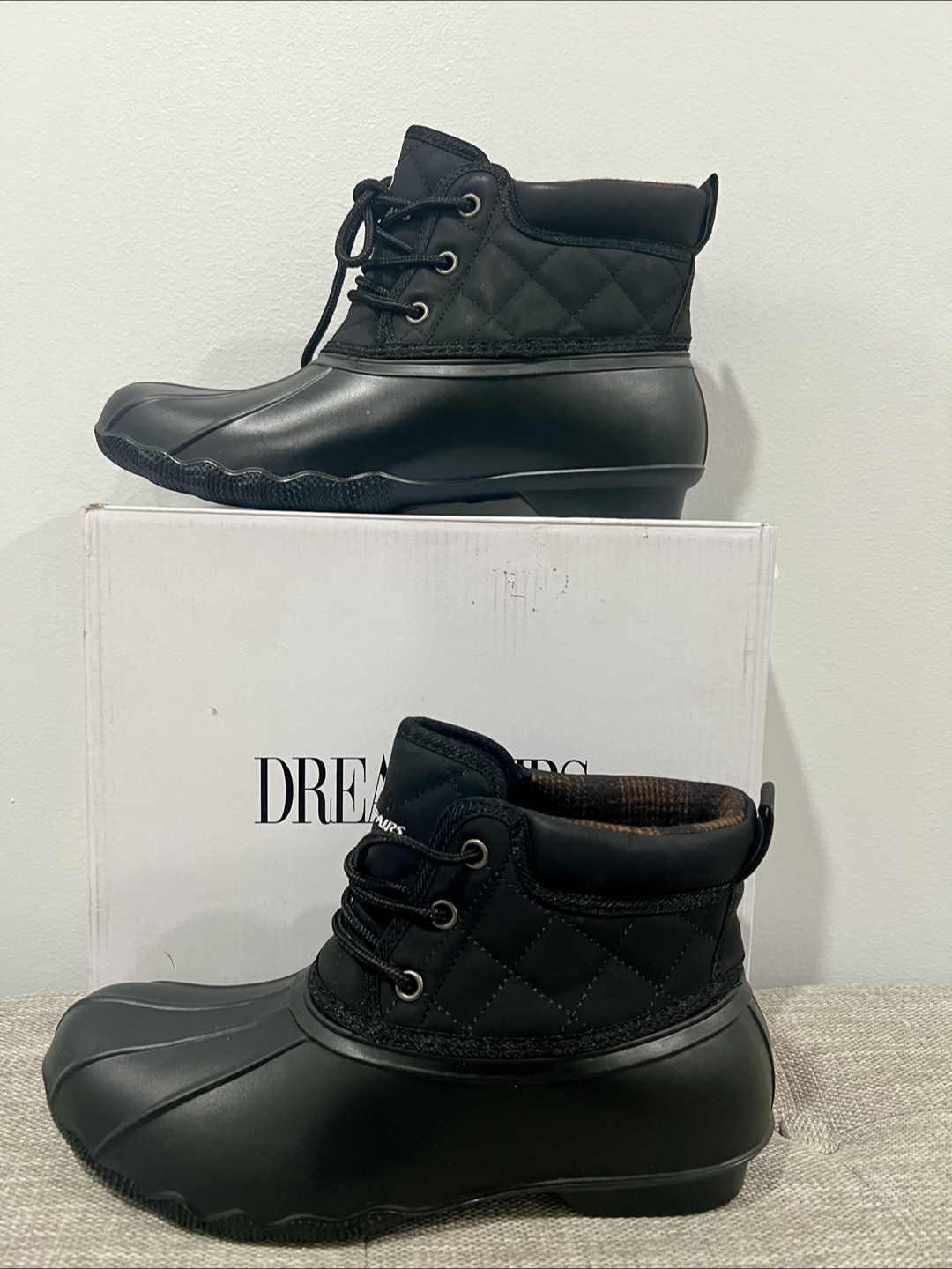 Dream Pairs Black Quilted Duck Boots