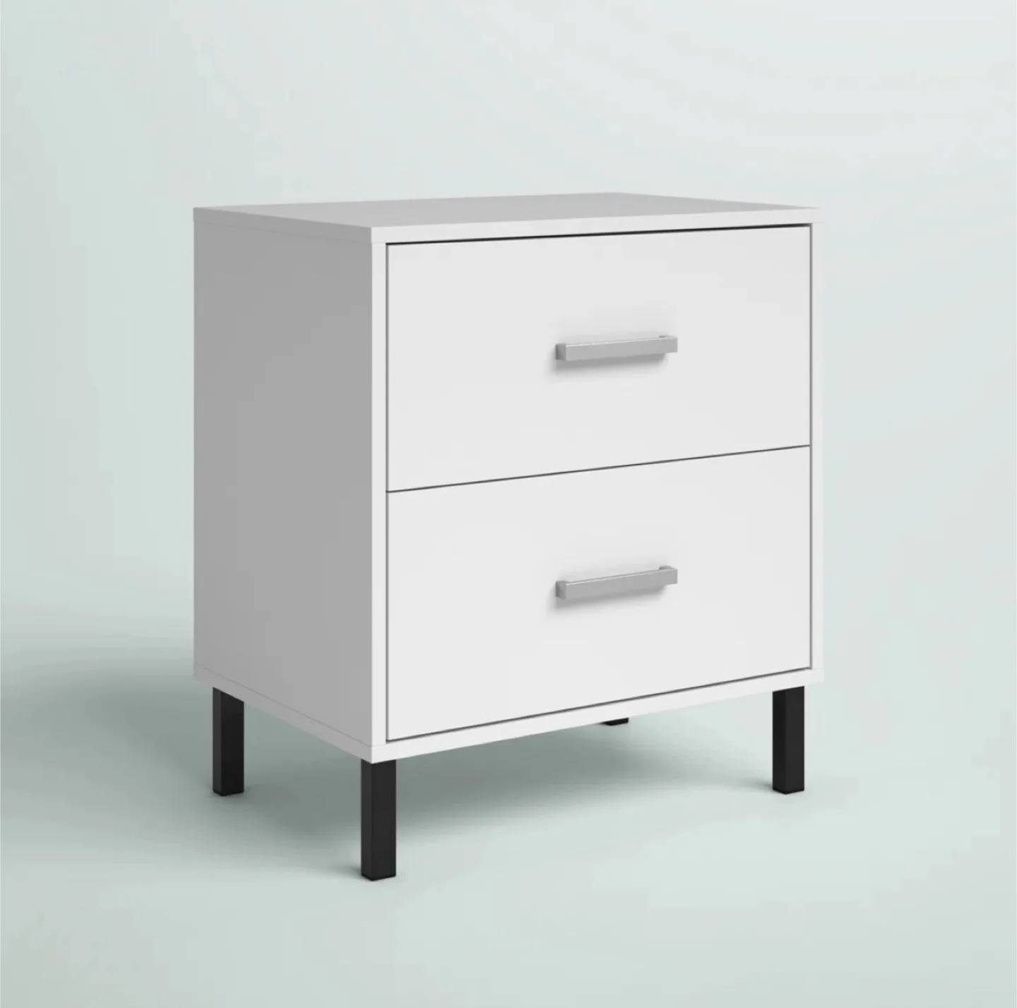 White Two-Drawer Nightstand with Black Legs image indicator(4)