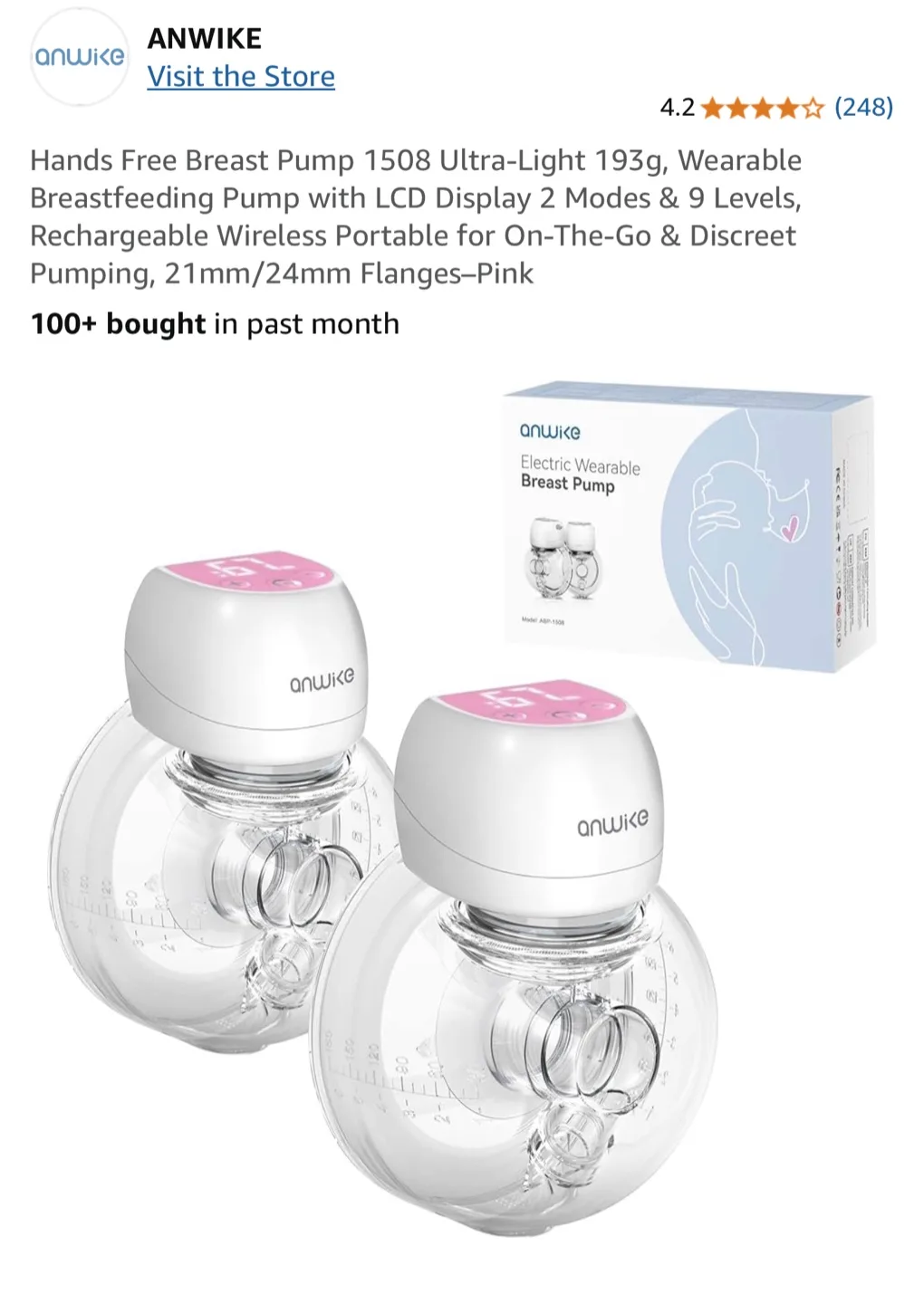 Anwike 1508 Ultra-Light Wearable Breast Pump thumbnail