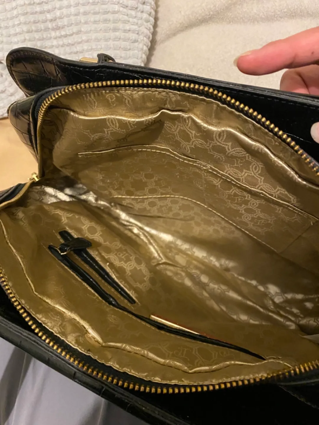 Ivanka Trump Black Crocodile-Embossed Satchel image indicator(2)