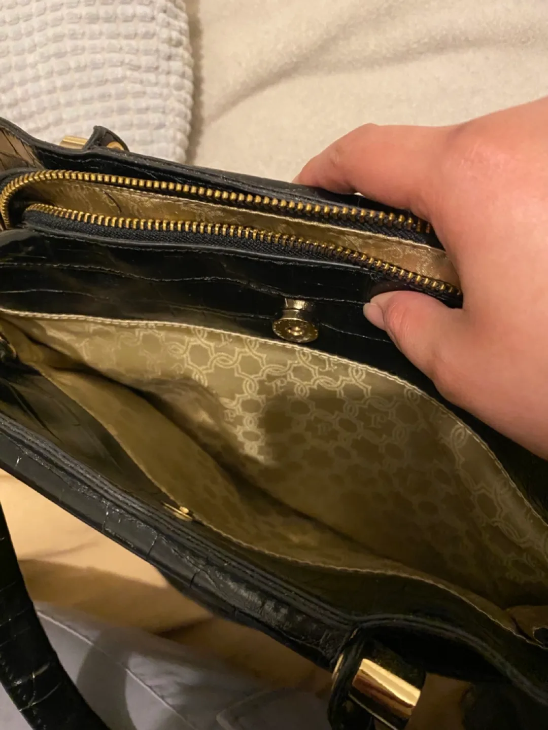 Ivanka Trump Black Crocodile-Embossed Satchel image indicator(3)