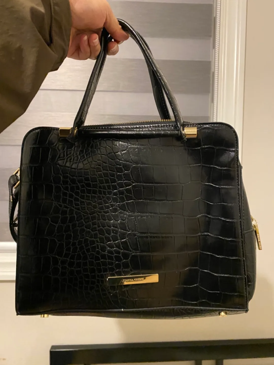 Ivanka Trump Black Crocodile-Embossed Satchel image indicator(6)