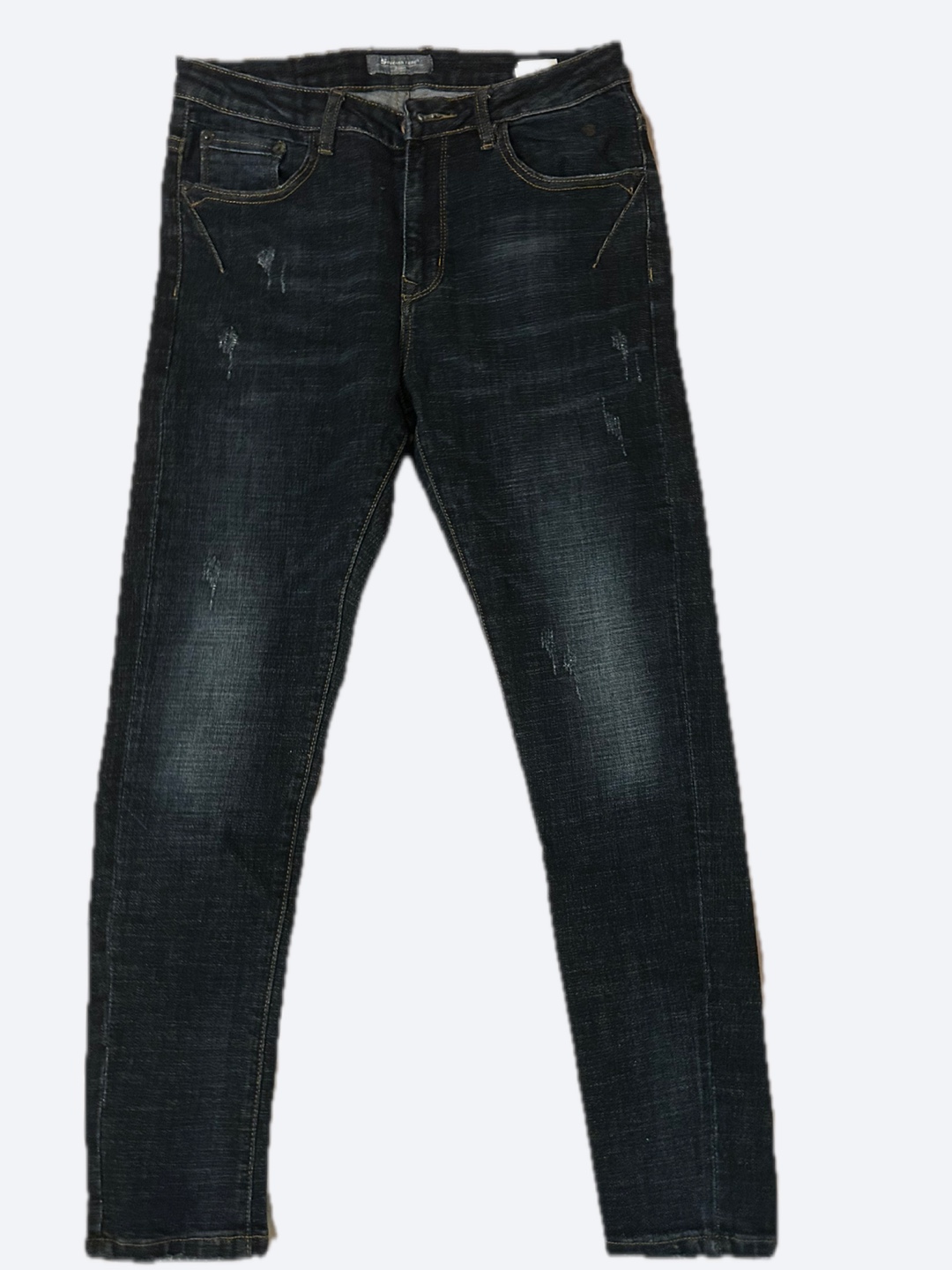 Men's Dark Wash Distressed Jeans