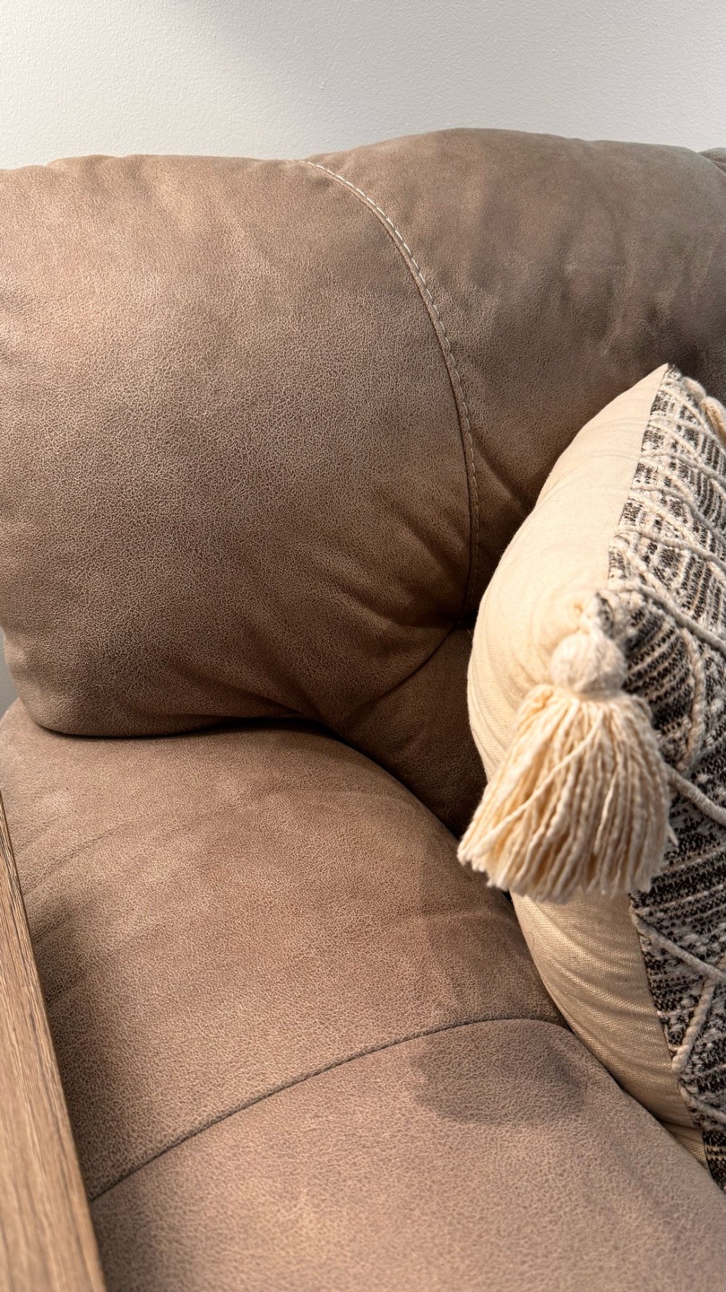 Beige Sofa with Two Throw Pillows - photo 3