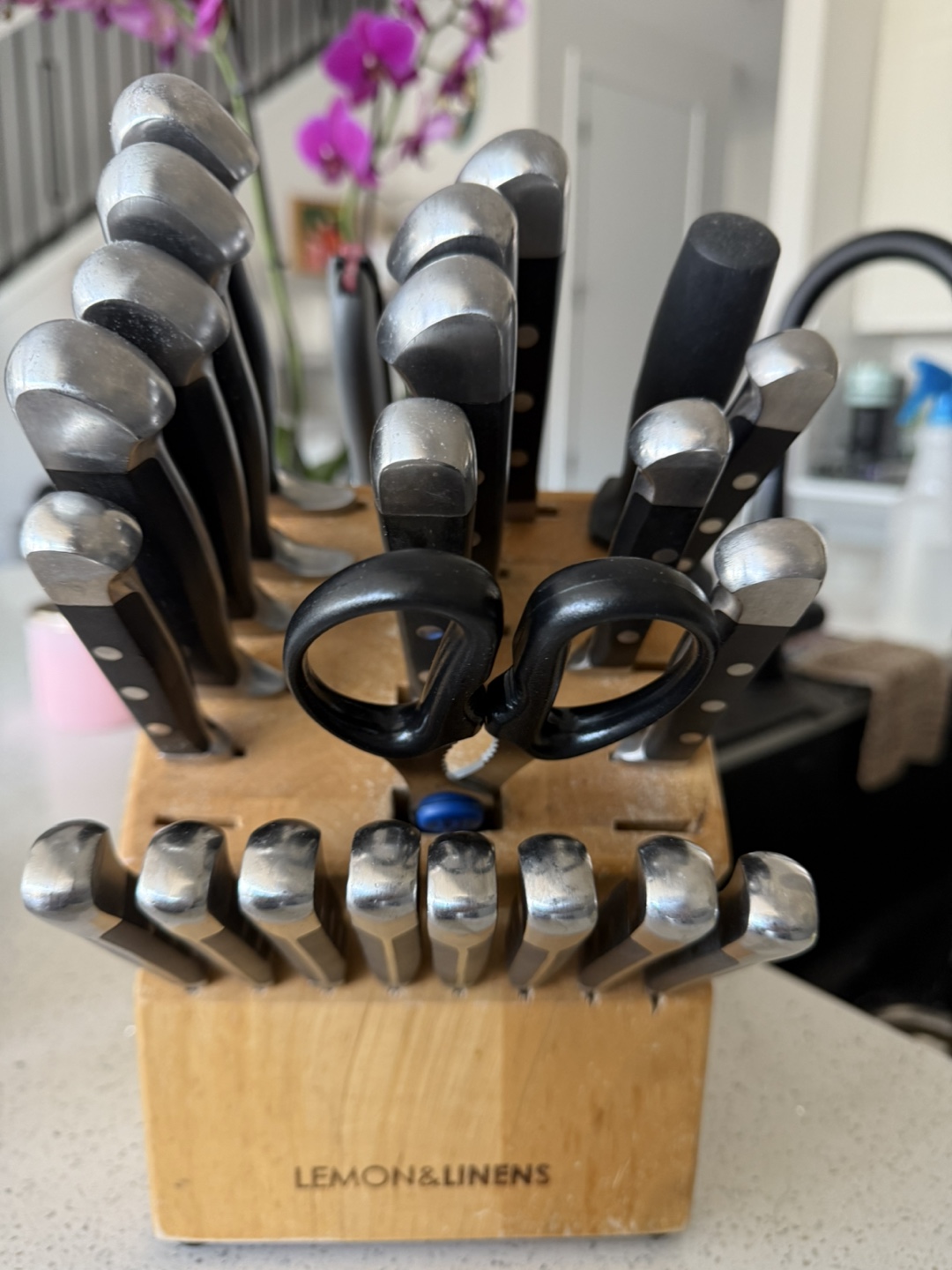Lemon & Linen Knife Block Set