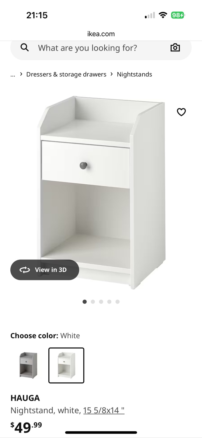 White HAUGA Nightstand from IKEA - photo 2