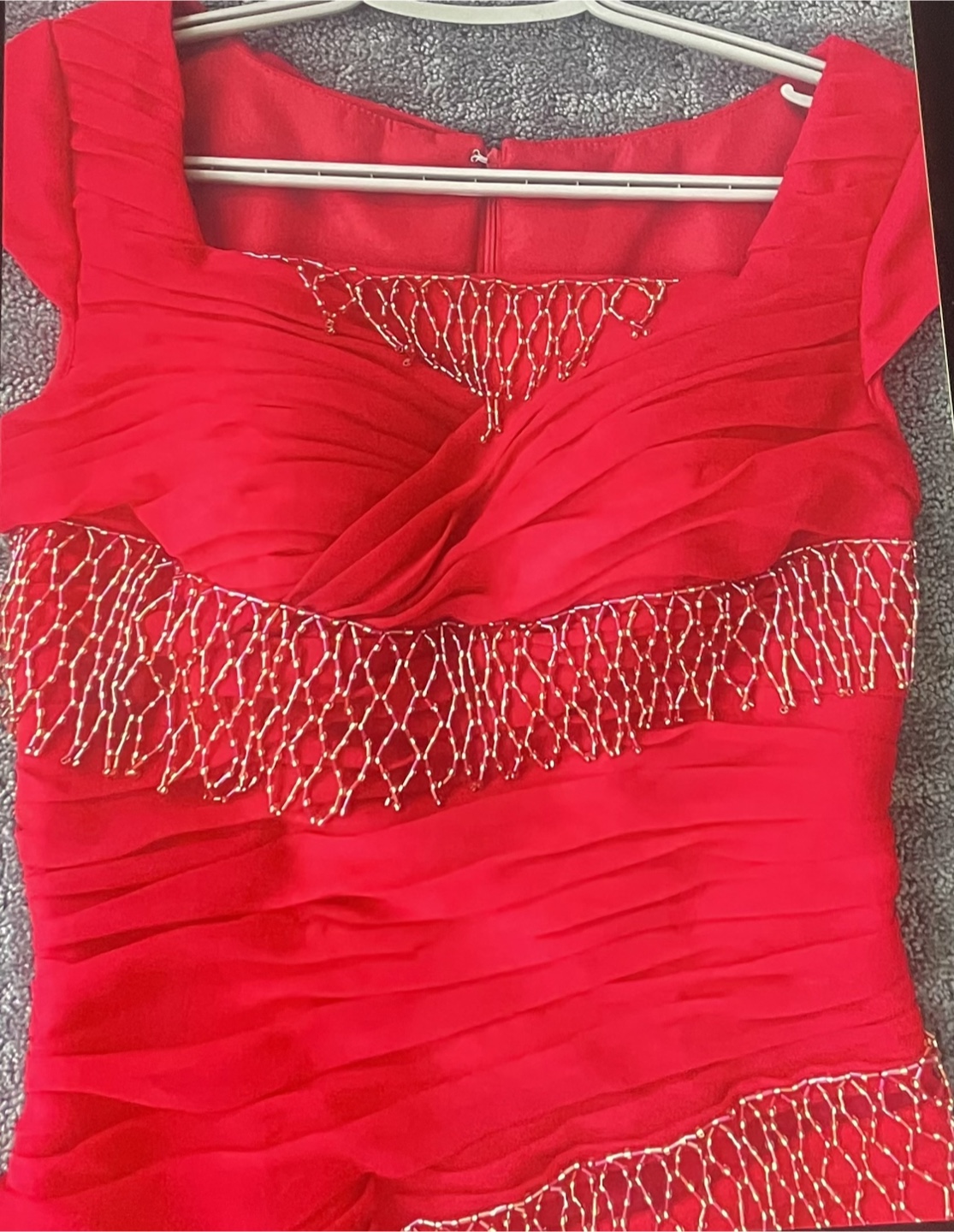 Stunning Red Beaded Evening Gown