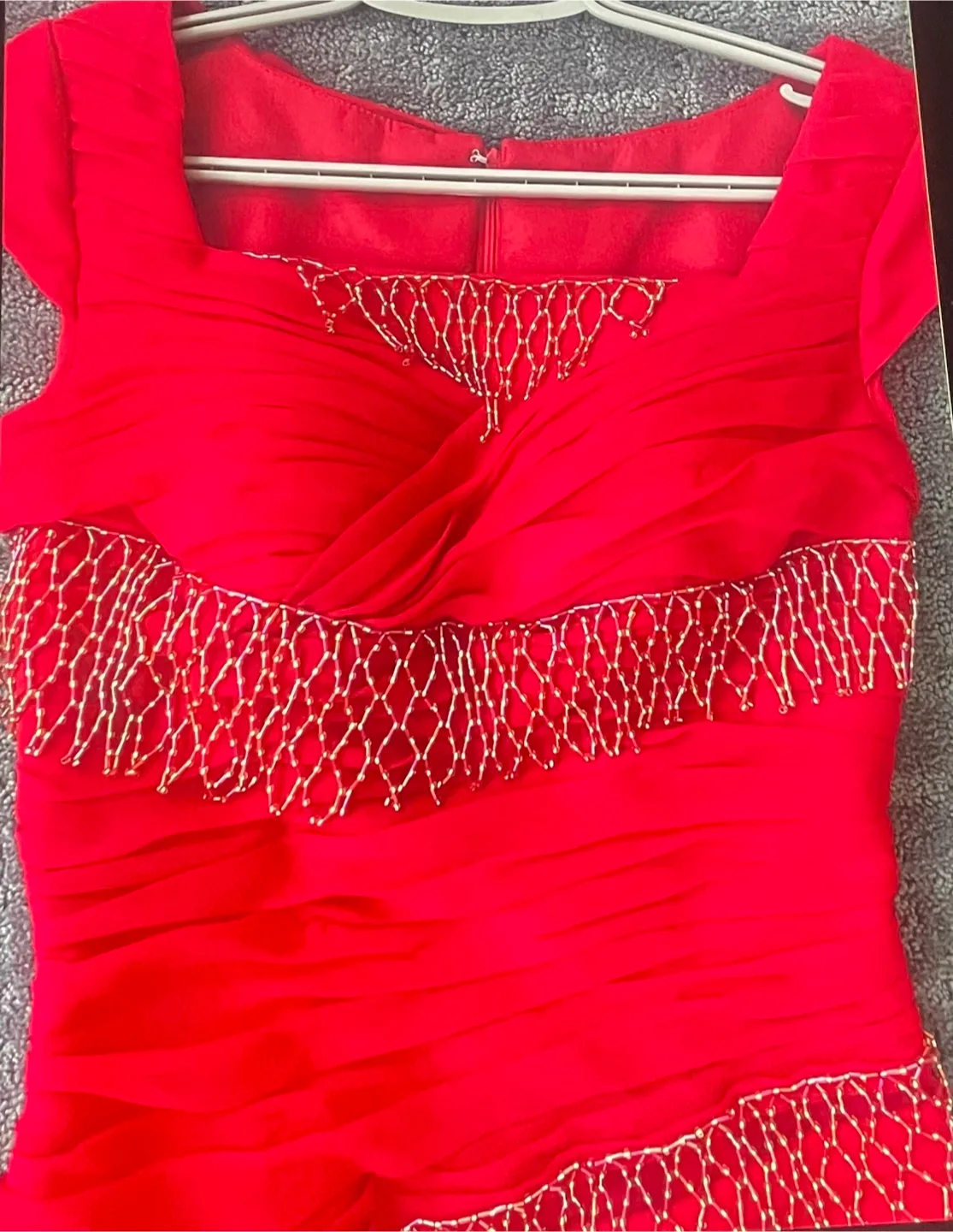 Stunning Red Beaded Evening Gown thumbnail