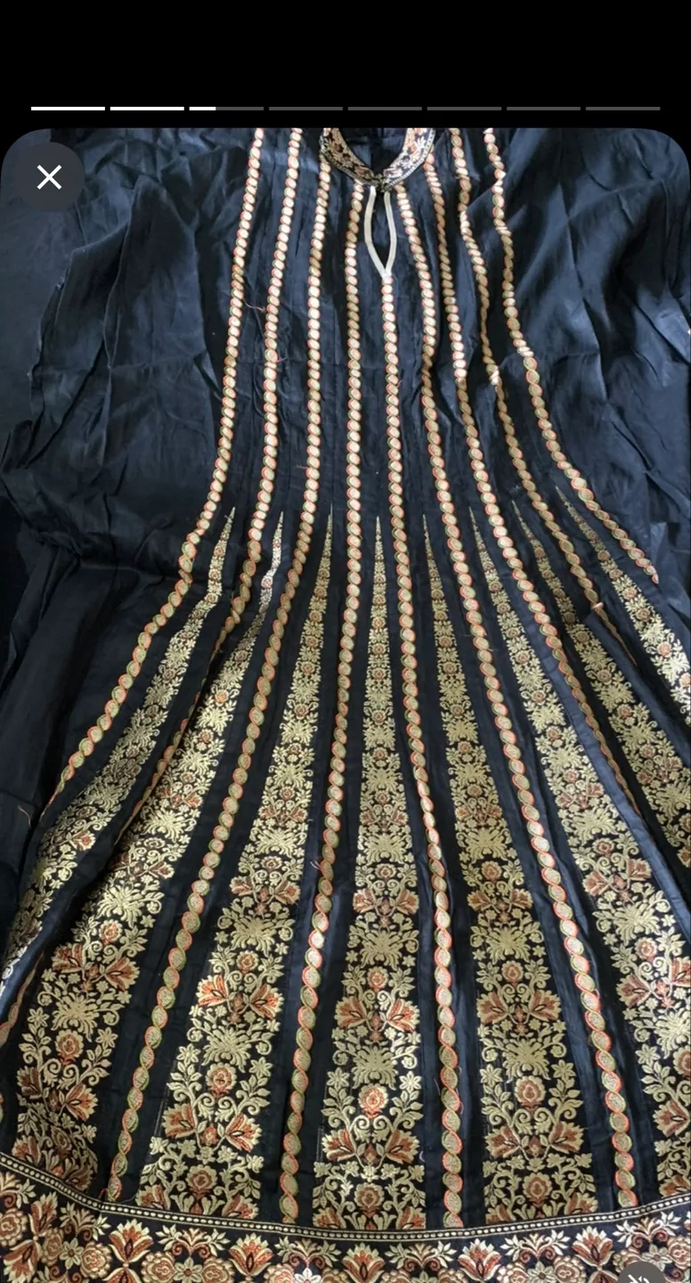 Black and Gold Embroidered Anarkali Suit thumbnail