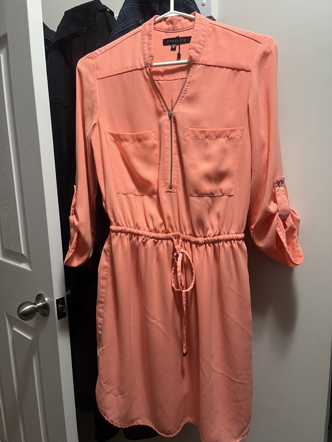 Dynamite Coral Zip-up Dress