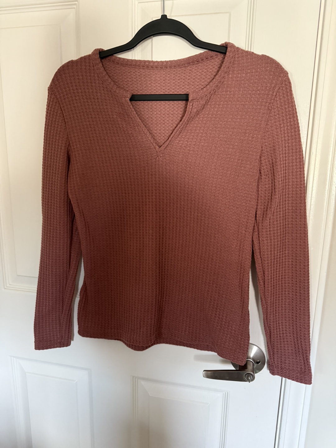 Dusty Rose Waffle Knit Long Sleeve