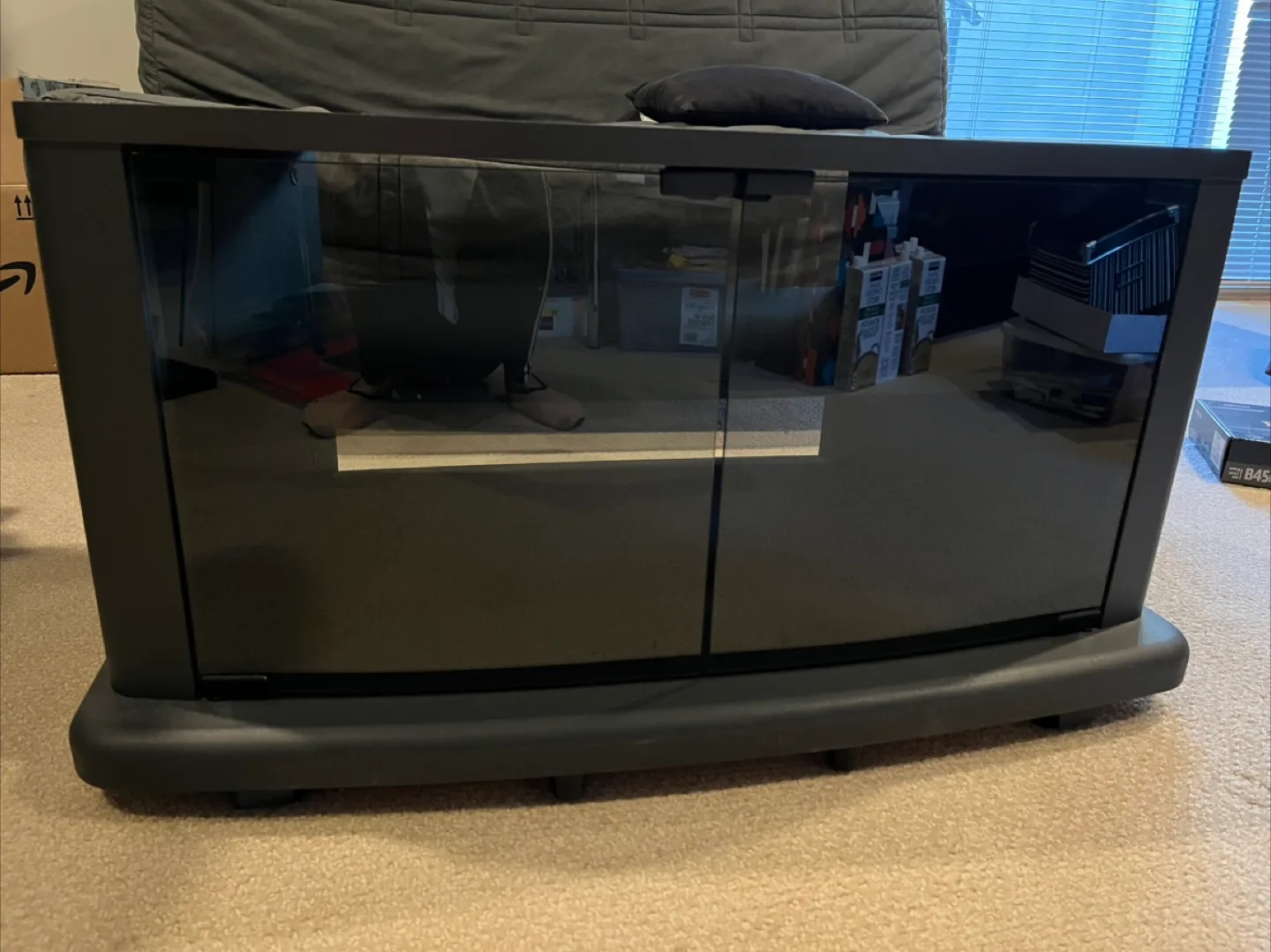 Black TV Stand with Glass Doors image indicator(2)