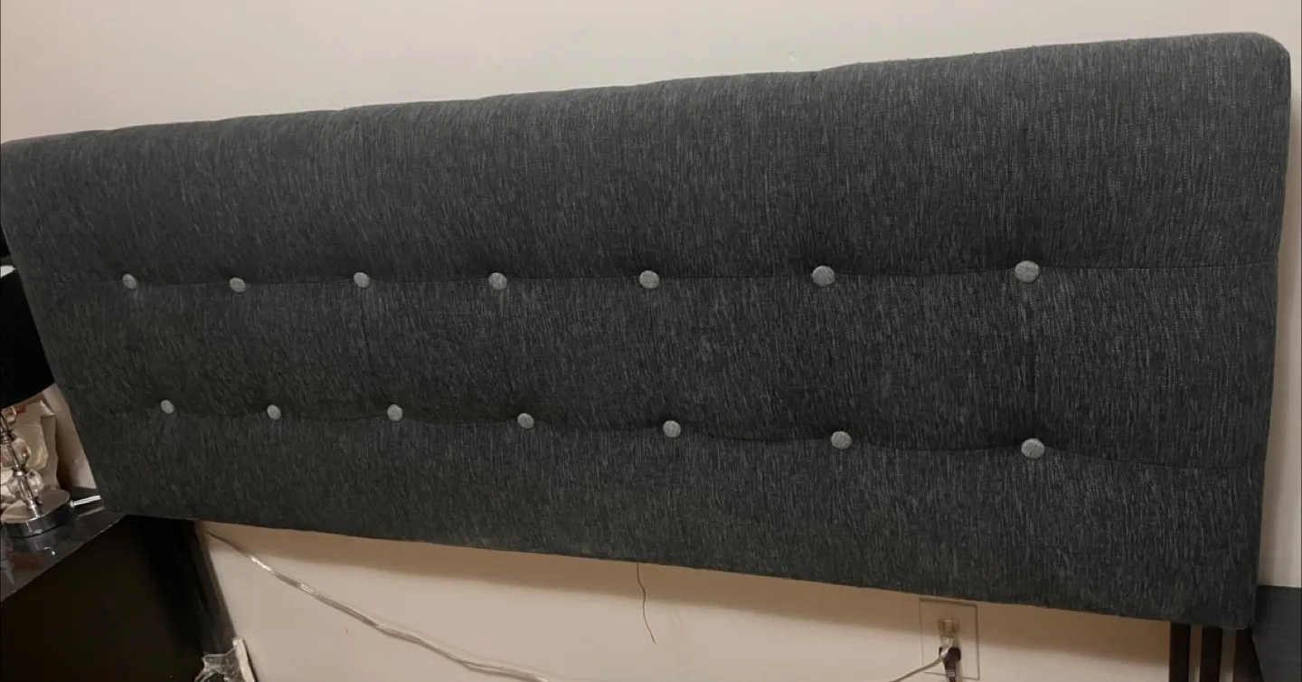 Queen Headboard - Dark Grey Upholstered plus thumbnail