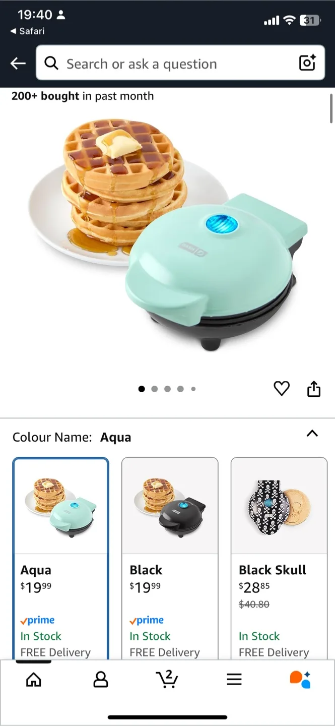 Mini Waffle Maker - Aqua thumbnail