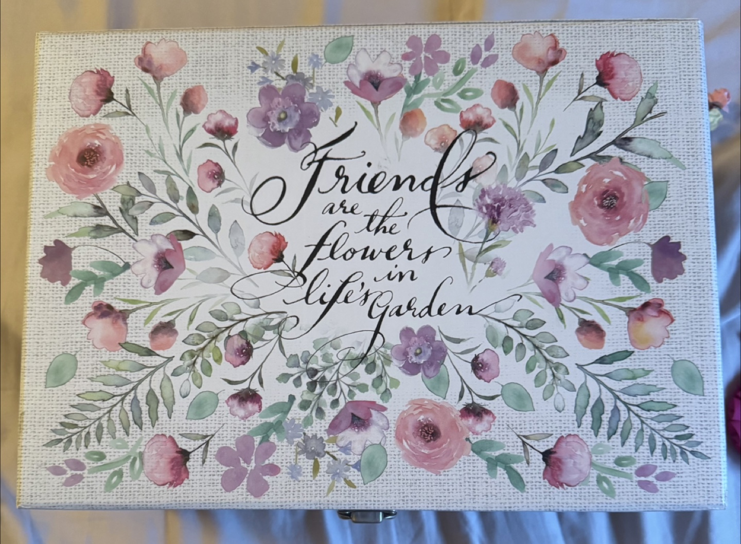 Floral Decorative Storage Box with Clasp