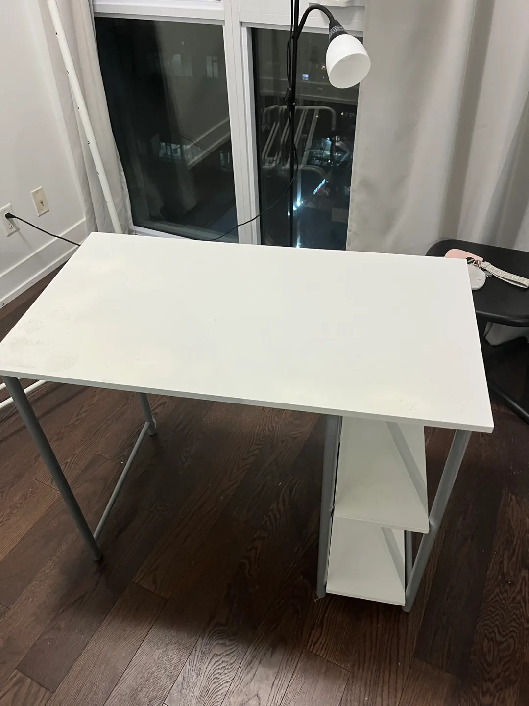 White Computer Desk with Shelf