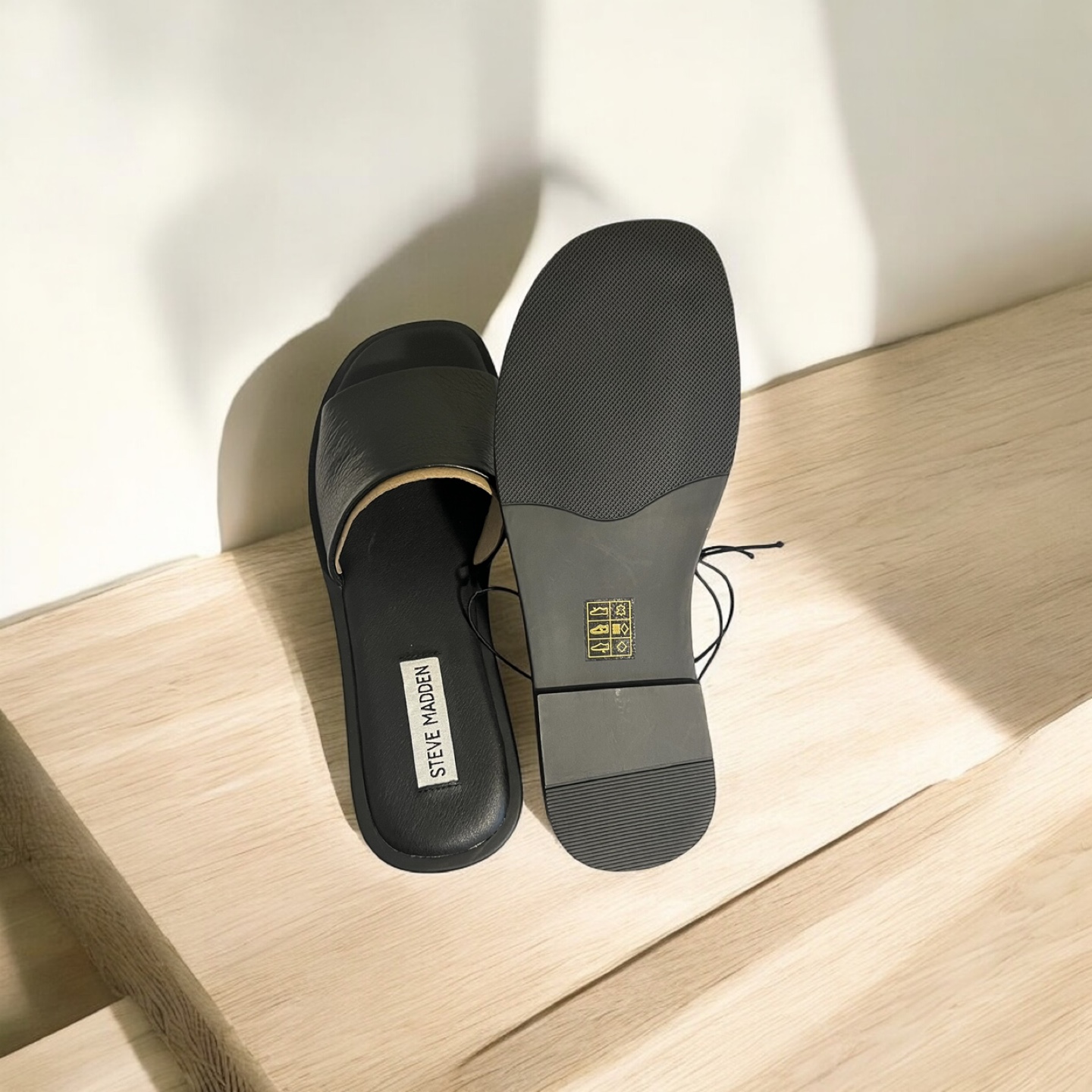 Steve Madden Black Leather Slides - Size 7 - photo 2