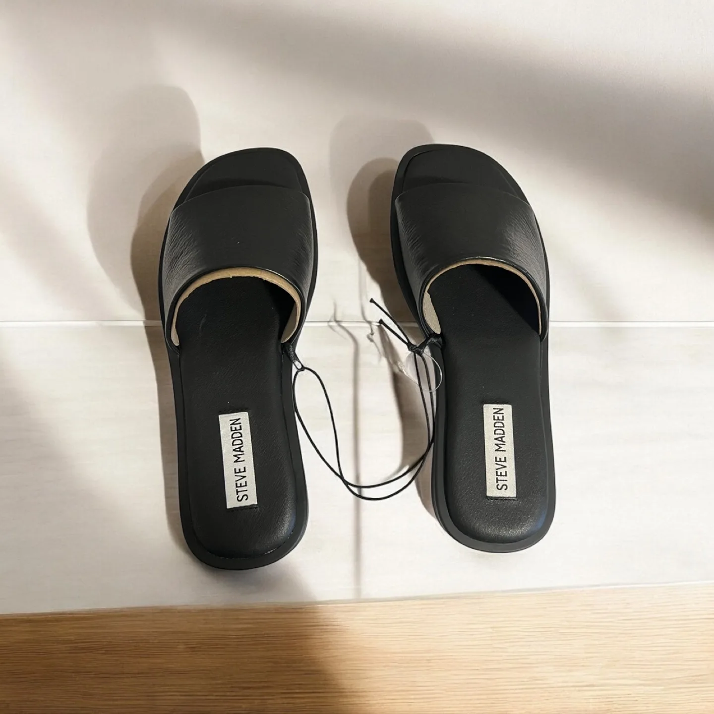 Steve Madden Black Leather Slides - Size 7