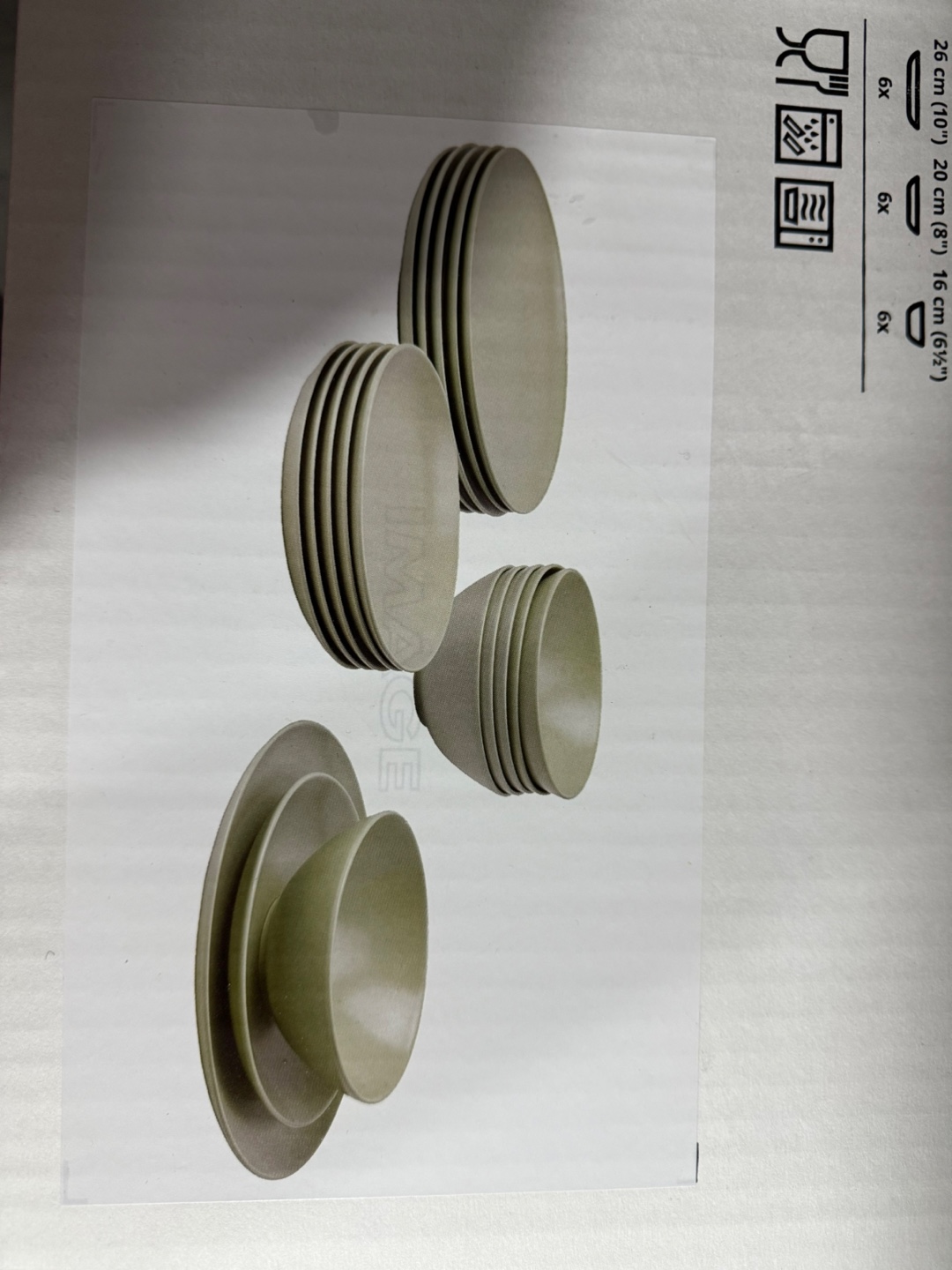 IKEA FÄRGLAR 18-piece Dinnerware Set - Olive Green - photo 3