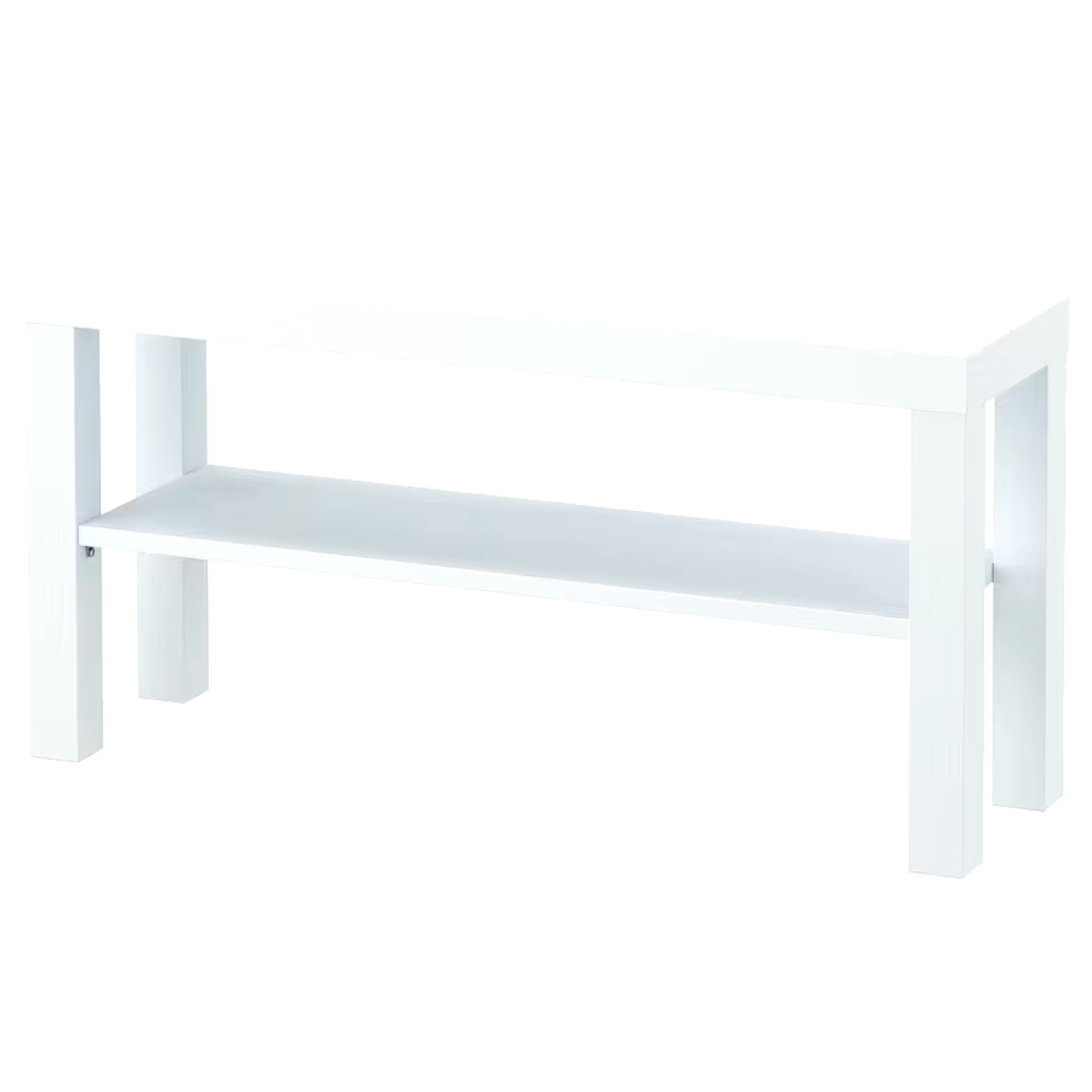 White TV Stand with Shelf