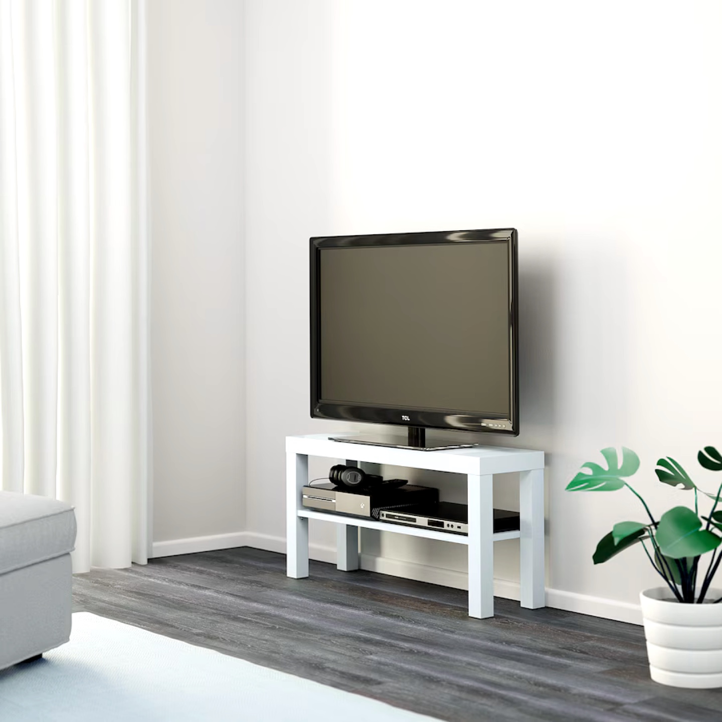 White TV Stand with Shelf - photo 2
