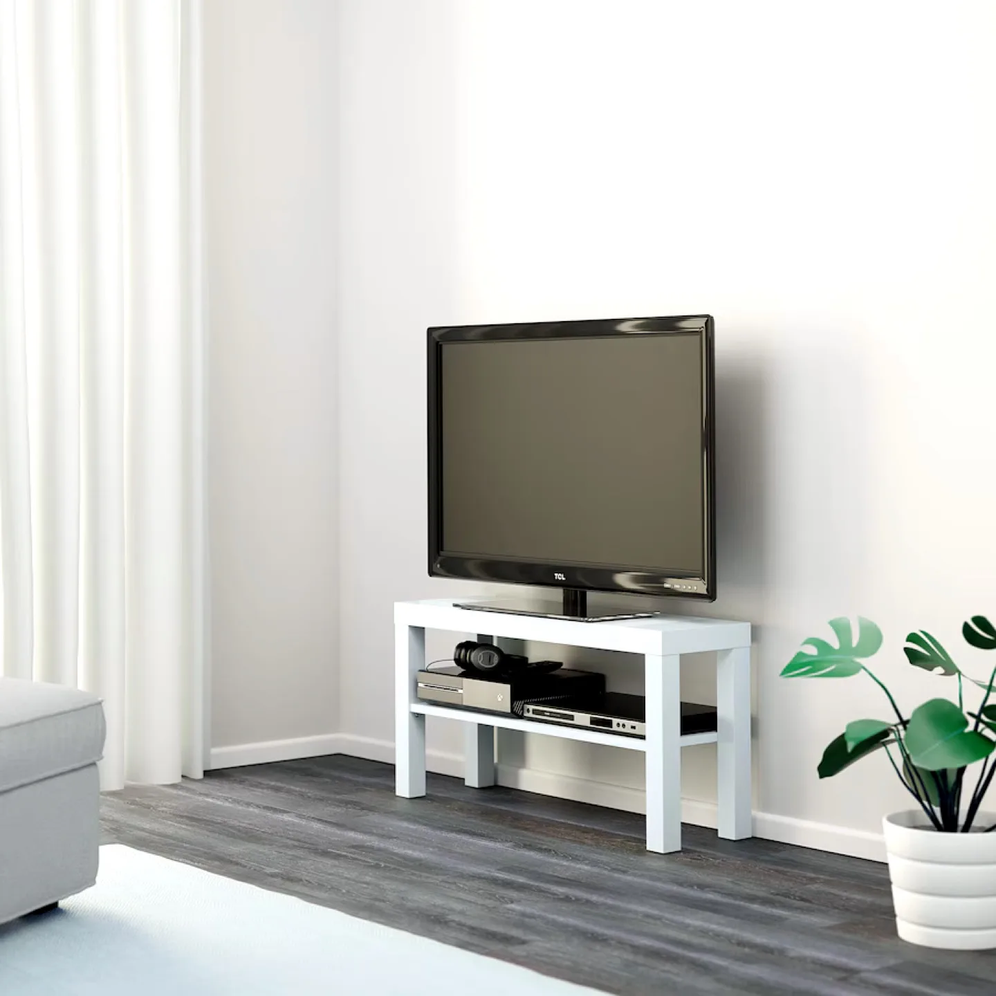White TV Stand with Shelf image indicator(2)