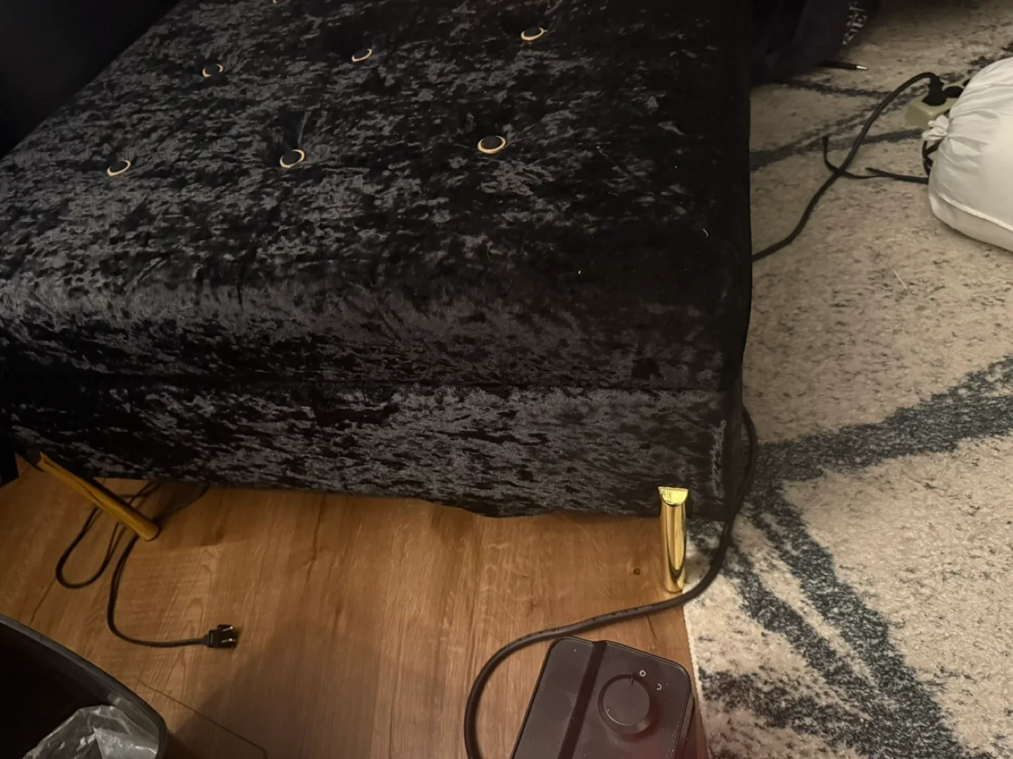 Black Velvet Storage Ottoman with Gold Legs image indicator(4)