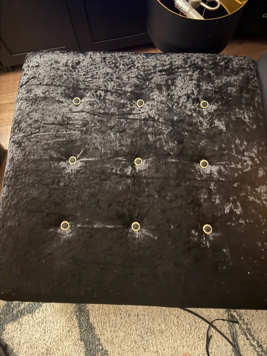 Black Velvet Storage Ottoman with Gold Legs image indicator(2)