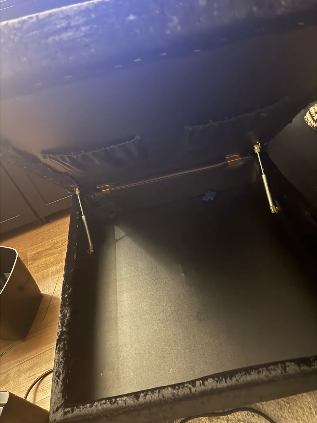 Black Velvet Storage Ottoman with Gold Legs image indicator(3)