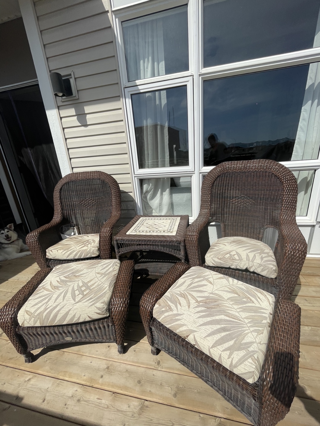 Wicker Patio Furniture Set - 2 Chairs, 2 Ottomans, Table - photo 2