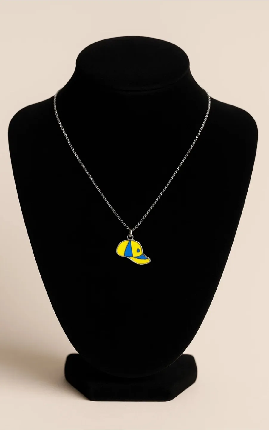 Cute Yellow and Blue Baseball Cap Necklace thumbnail