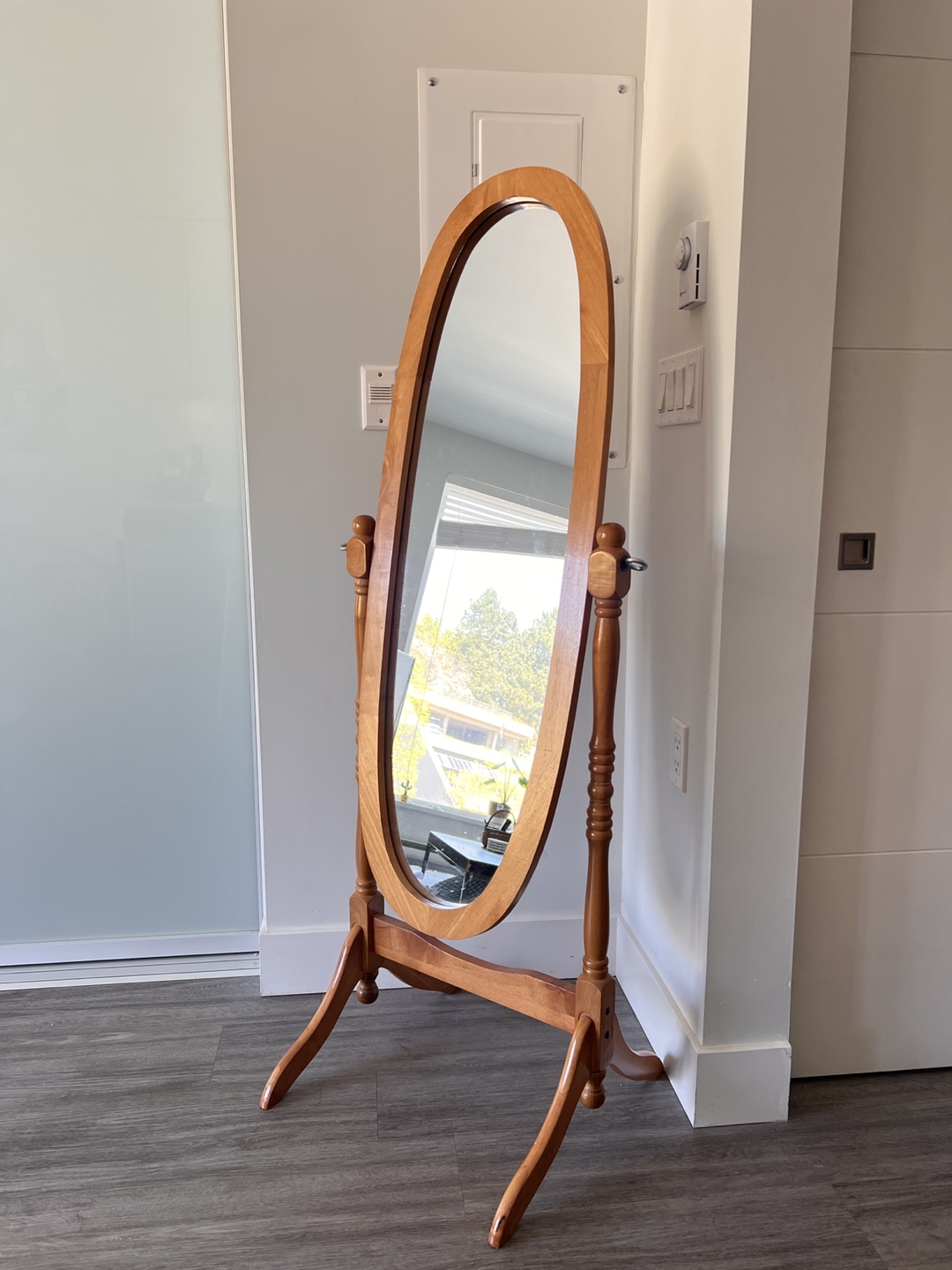 Full-Length Oval Wooden Mirror - photo 2