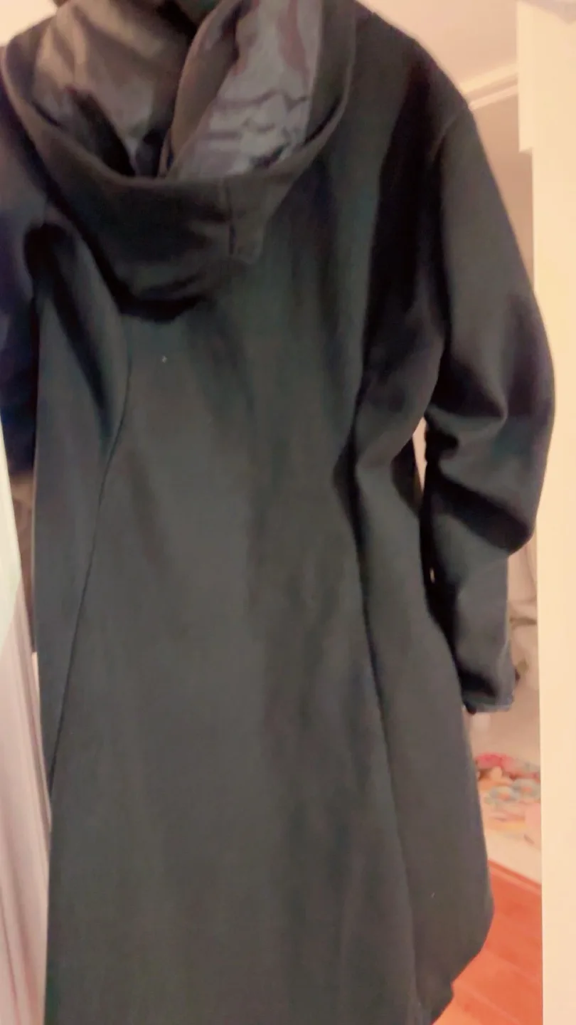 Black Swing Coat with Detachable Hood image indicator(2)