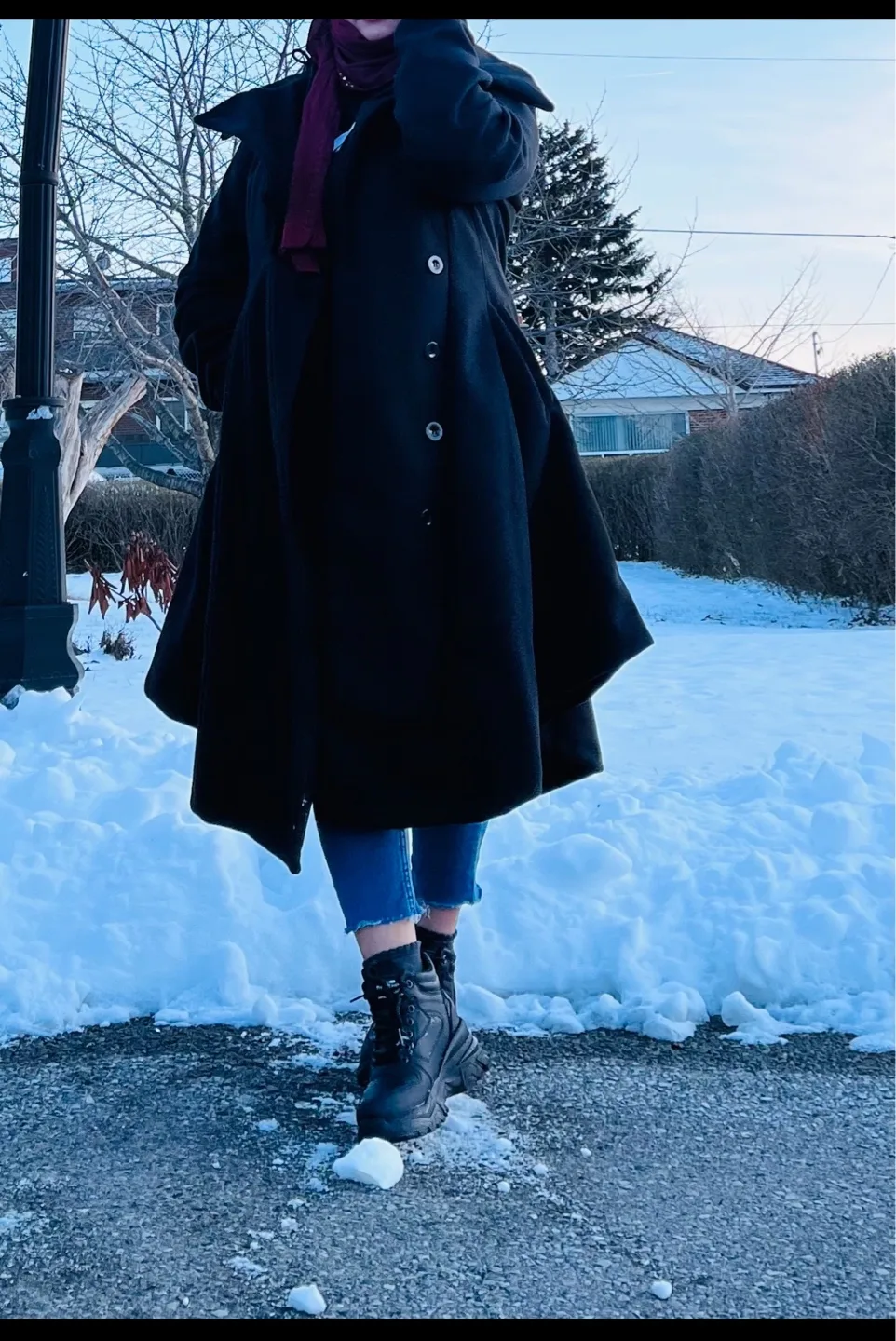 Black Swing Coat with Detachable Hood image indicator(3)