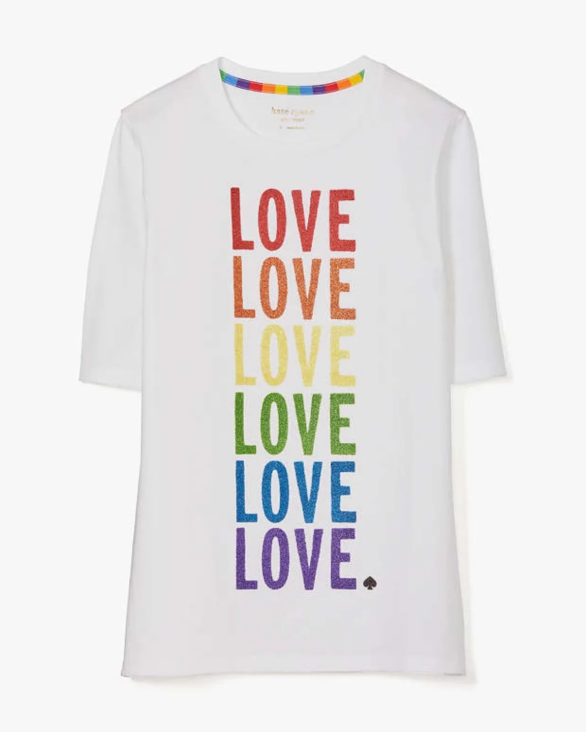 Kate Spade Pride Glitter Rainbow Love Cotton T-Shirt Size M image indicator(2)