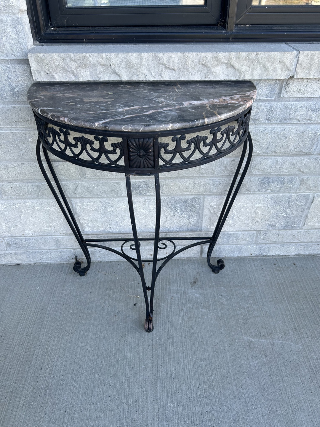 Marble Top Half-Moon Console Table