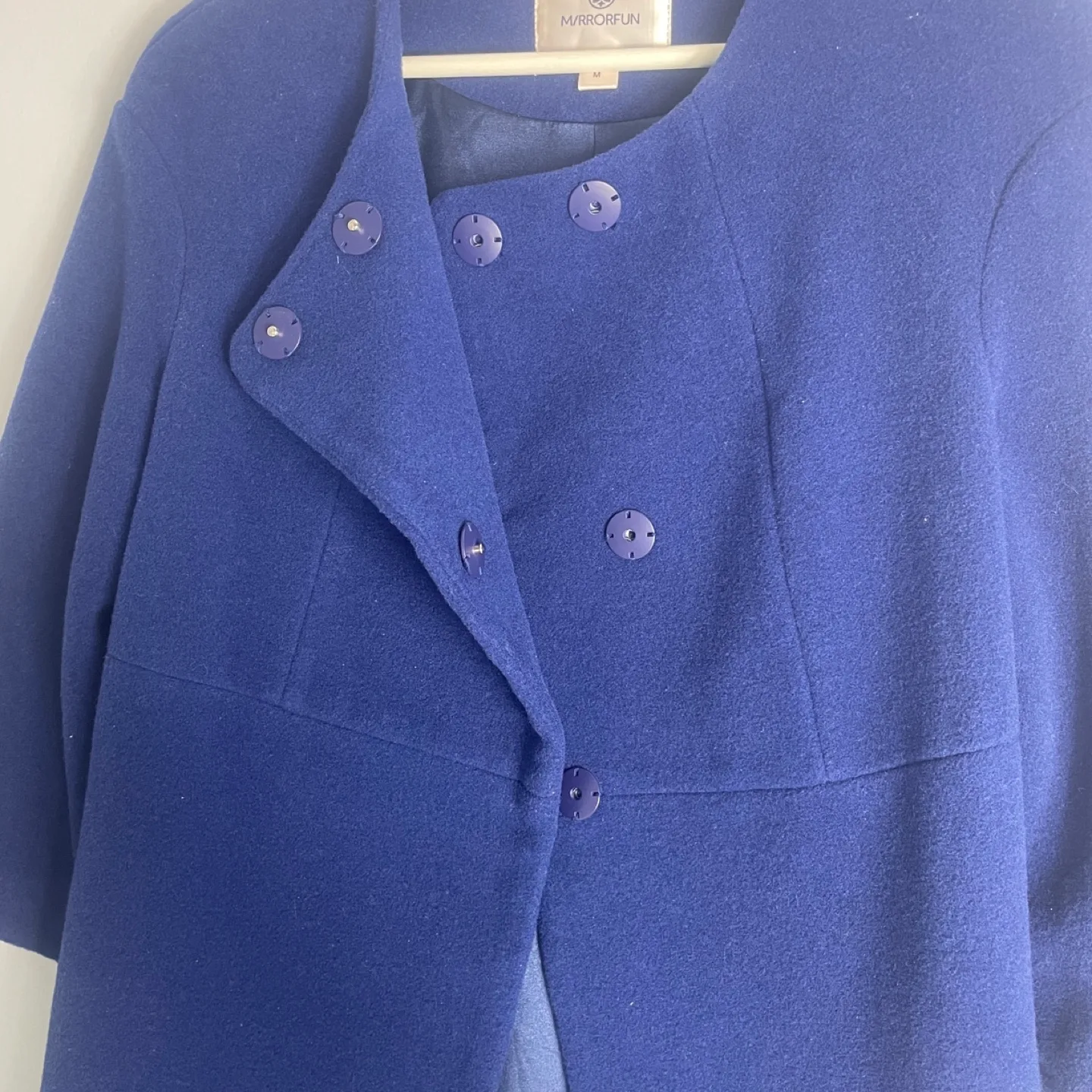 Mirror Fun Blue Wool Coat Size Medium image indicator(4)