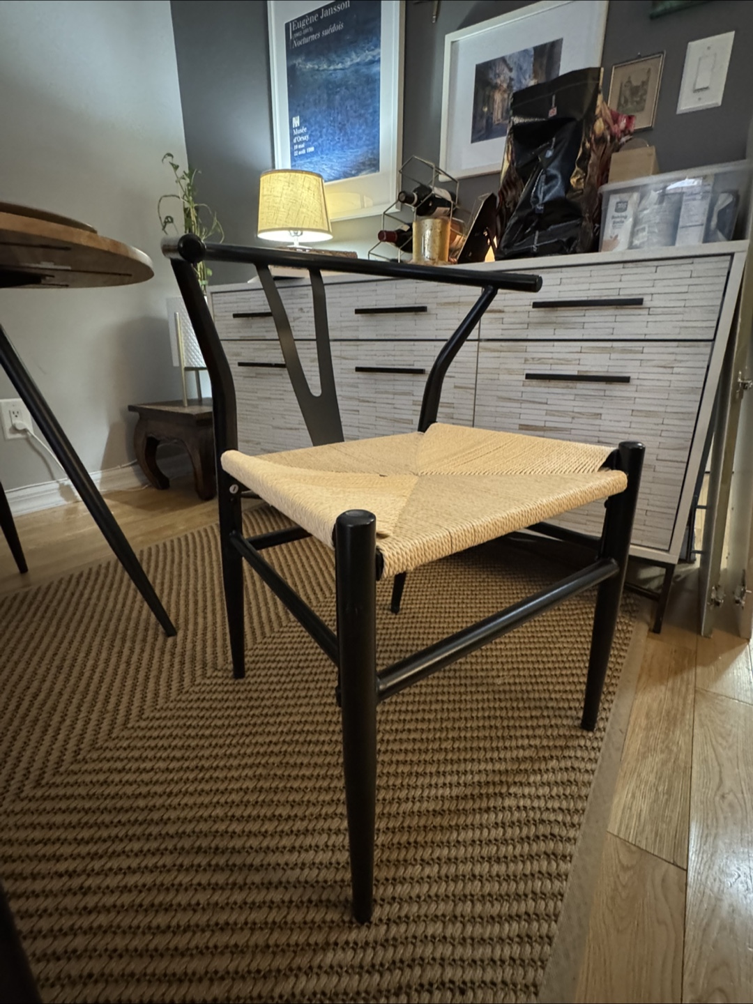 Black and Natural Woven Dining Chairs - photo 4