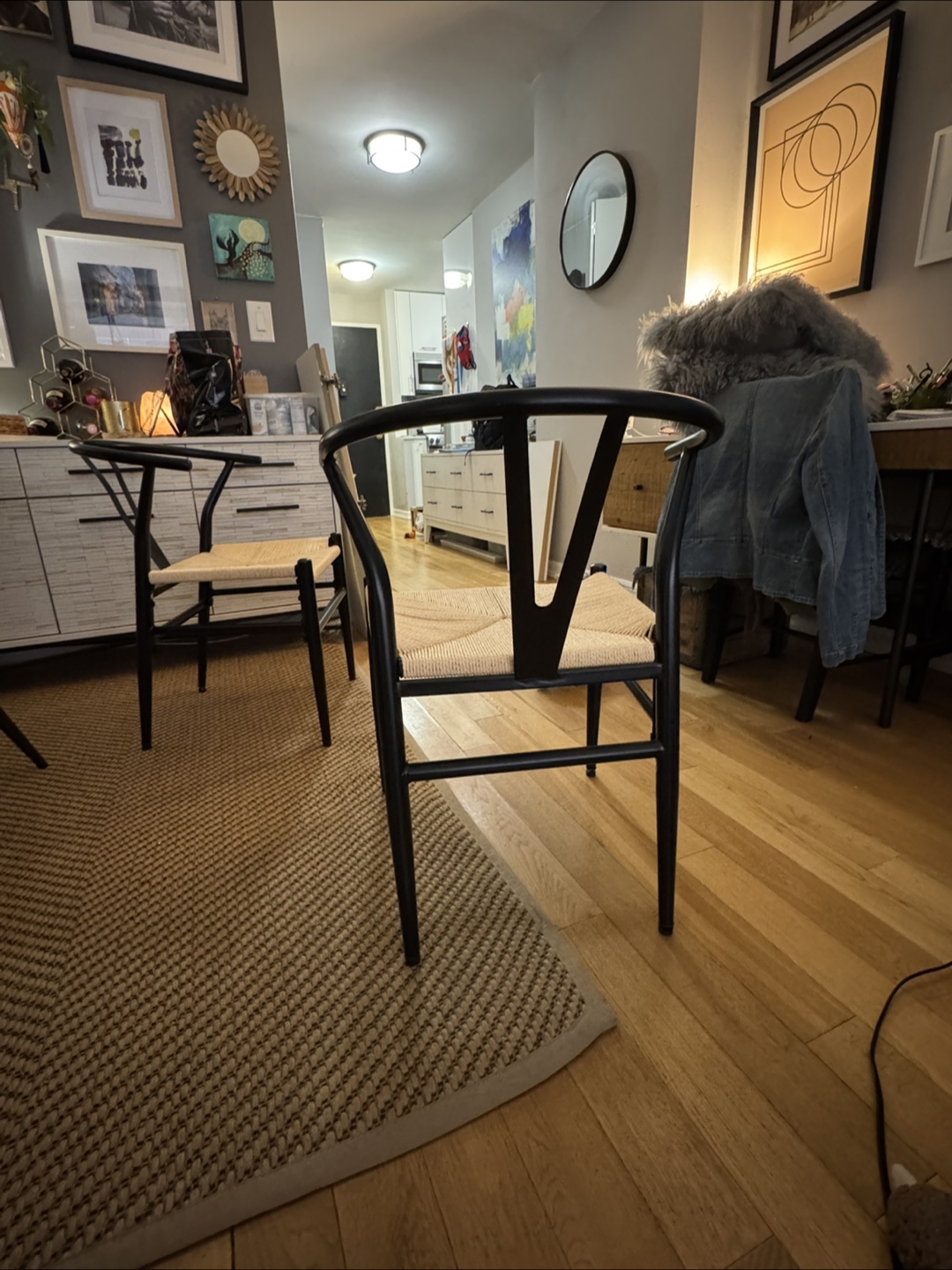 Black and Natural Woven Dining Chairs - photo 5