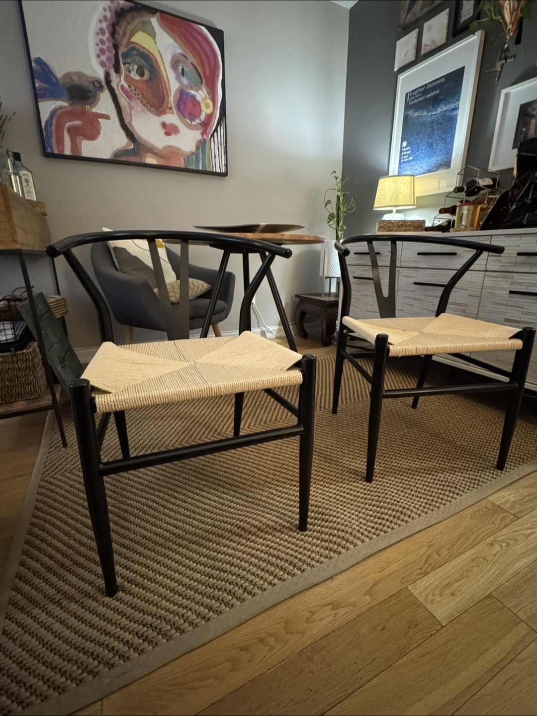 Black and Natural Woven Dining Chairs - photo 2