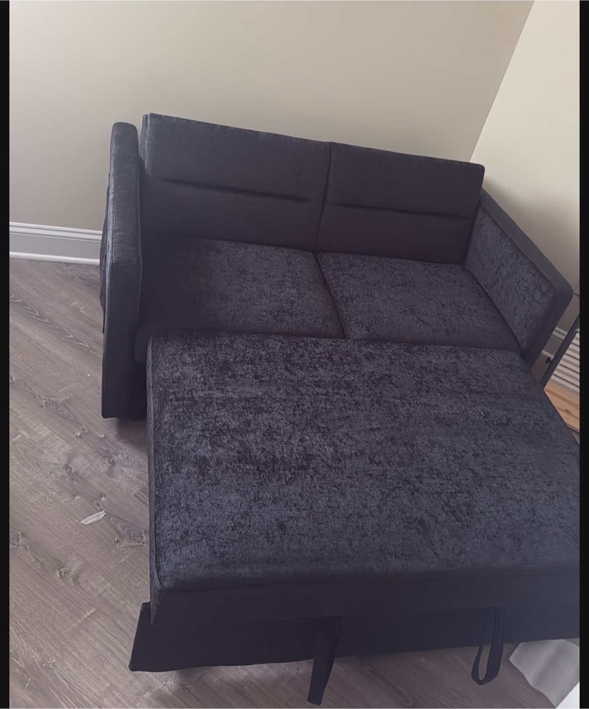 Black Velvet Futon Sofa Bed - photo 2