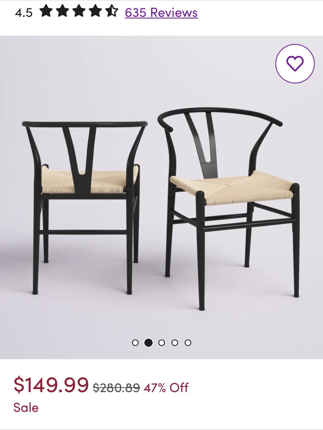 Black and Natural Woven Dining Chairs