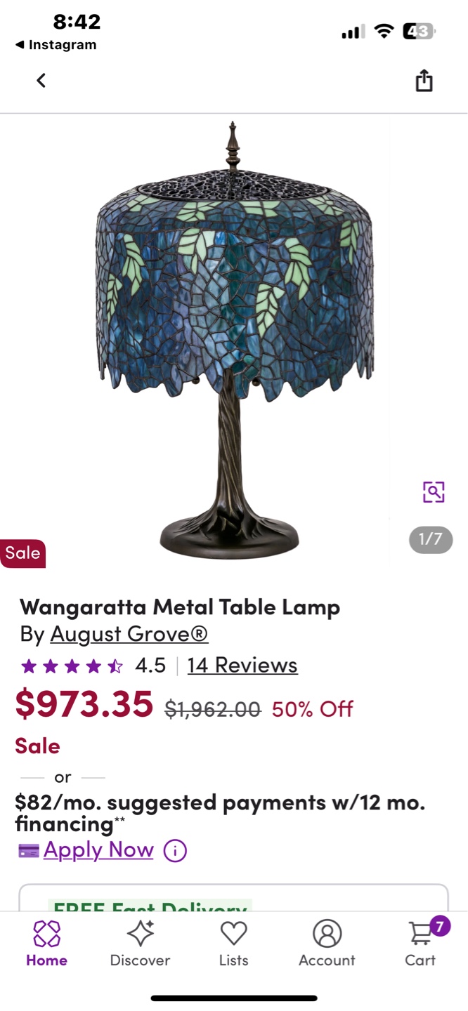 Tiffany inspired Style Wisteria Table Lamp - photo 4