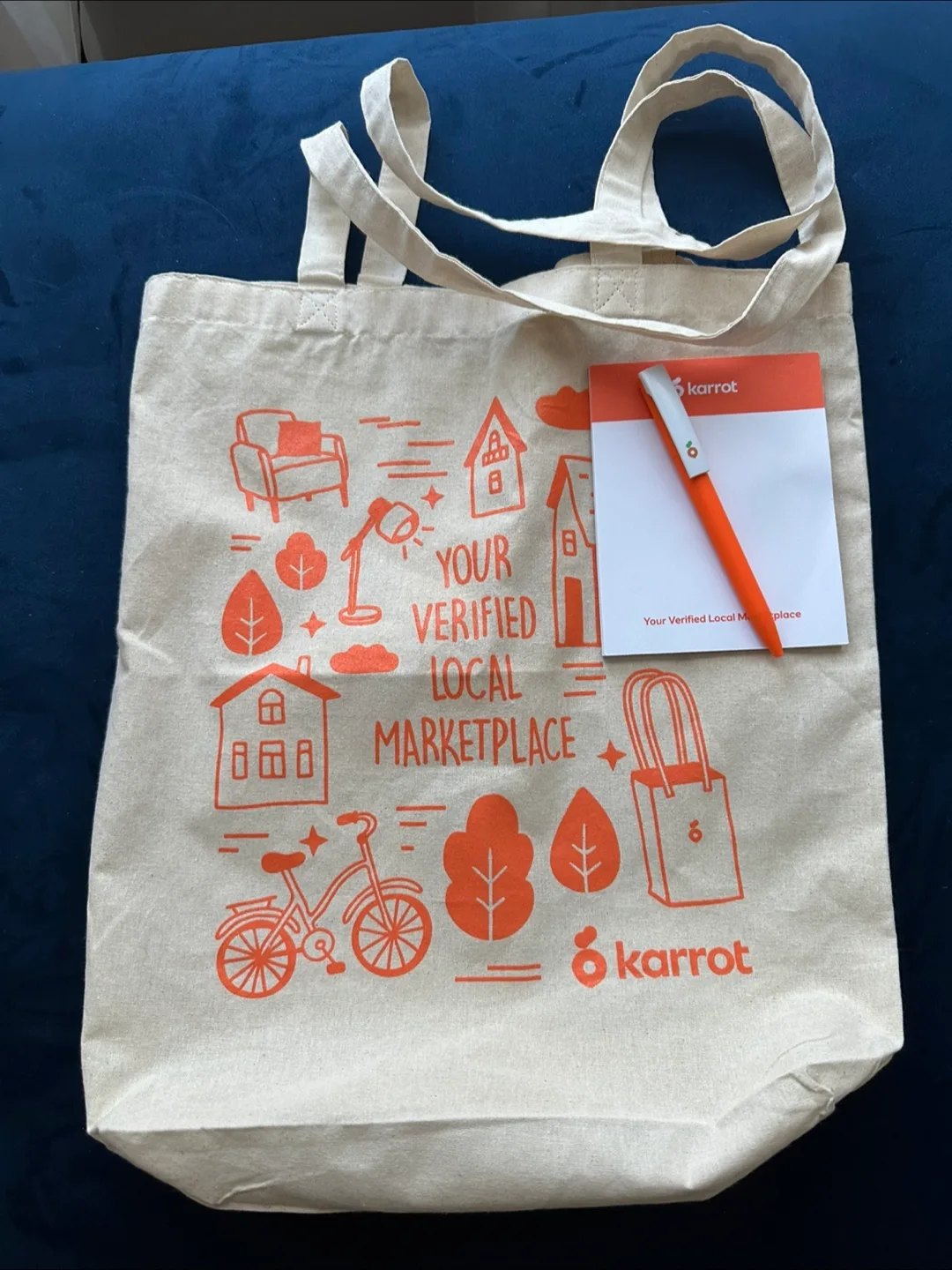 Karrot Market Tote Bag with Pen and Notepad 💚 thumbnail