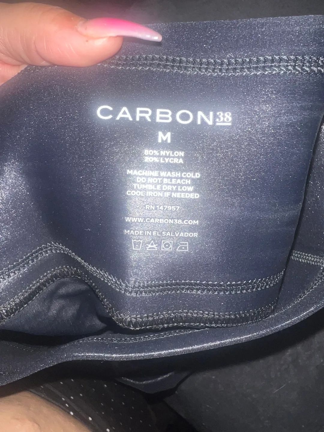 Carbon38 Black Shiny Leggings - Size Medium thumbnail