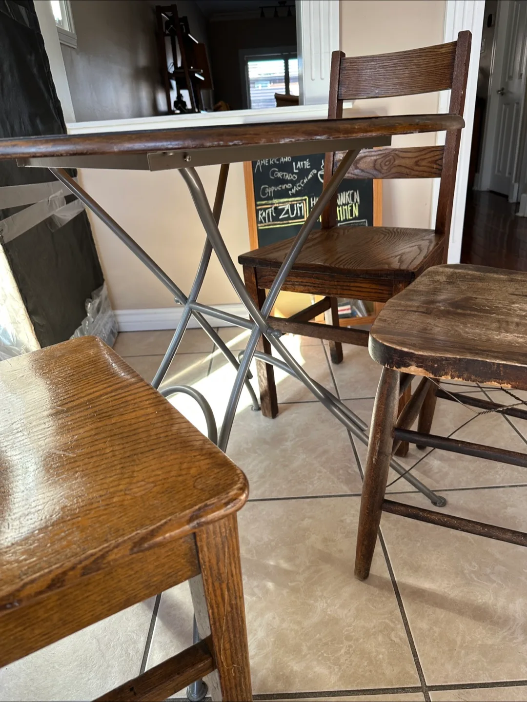 Vintage Wooden Table and Chairs Set image indicator(5)