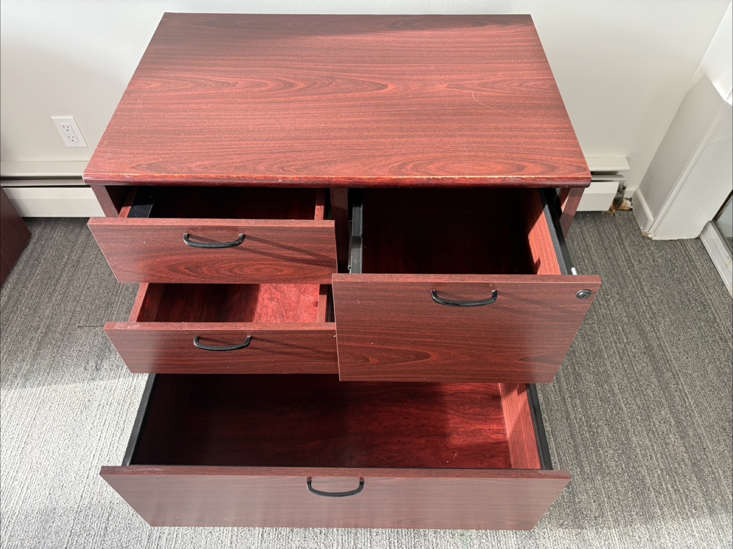 Two Cherry Wood Lateral File Cabinet with Storage - photo 3