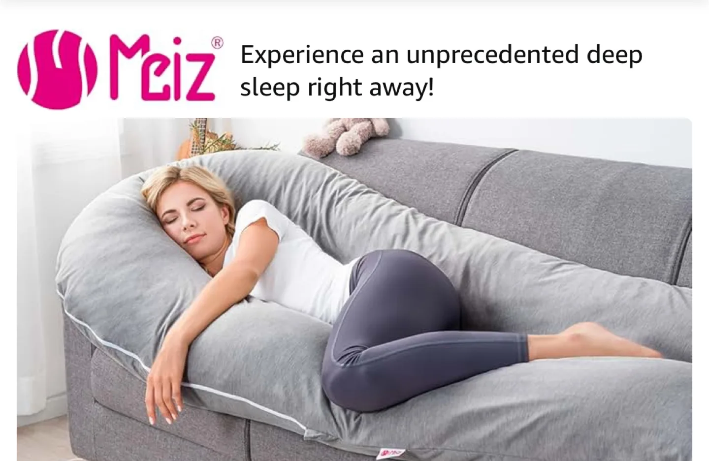 Meiz 60" Grey Maternity Pillow for Sleeping thumbnail